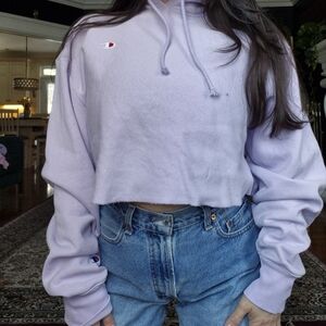 Champion Women's Purple Cropped Hoodie